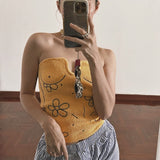 HULIANFU New summer  2025 new Spice Girls sexy knitted flower embroidered chest-wrapped short top vest outer wear women