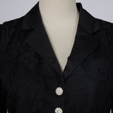 women's clothing suit lapel bubble long-sleeved single-breasted top with lace skirt set black and white