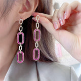2025 long high-end atmospheric earrings women's s925 silver needle micro-inlaid zircon interlocking fashion high-end earrings
