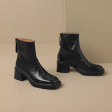 2025  retro thick heel short boots women's popular autumn and winter new square head high heel boots slim Martin boots single boots
