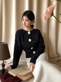 2025 popular autumn and winter new temperament flower versatile bottoming shirt long-sleeved knitted sweater women's top women's 25107