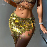2025 234049 Cross-border hot-selling acrylic sheet sheet sequin hand-spliced multiple fringed waist chain, belt body chain