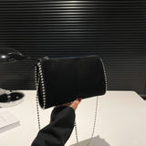 HULIANFU 2025 Bag women's new New style high-end bead chain messenger bag retro matte leather velvet small bag shoulder bag