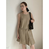 2025 THE MIND linen tencel vest dress 2025 summer new short skirt 031AX (with belt bag)