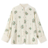 New Chinese high-end buckle design shirt women's  spring national style mulberry silk bead embroidered top MZ077