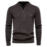 HULIANFU 2025 Popularan code New popular autumn and winter new cardigan men's sweater zipper solid color knitted sweater quality Popular trade men's clothing