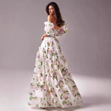 HULIANFU 2025 New new off-the-shoulder 2025 women's clothing fashion organza fairy long temperament evening dress dress