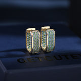 2025 Light luxury high-end earrings, geometric simplicity and versatility, slightly inlaid with zirconium three-dimensional square earrings, designer ear buckles