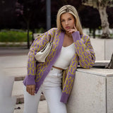 2025Popular,  popular autumn new top women, loose grid pattern collarless commuter OL temperament knitted sweater women