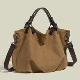 HULIANFU 2025 Japanese tote bag women's large-capacity canvas bag retro commuter handbag shoulder messenger bag popular