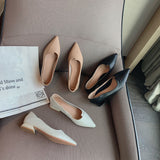 2025 999-3 Huidong women's shoes Korean version pointed head leather soft sole thick heel low heel shoes women's low heel two wear  single shoes women