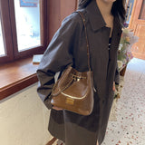 HULIANFU 2025 retro fashion bucket bag women's popular new high-end underarm bag trendy niche shoulder messenger bag