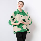 Mizhai loose large size mm single-breasted long-sleeved shirt lapel pleated small jacket spring and autumn Popular trade new versatile