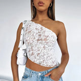 women's clothing popular summer new women's clothing  solid color waist asymmetrical diagonal collar top New wholesale