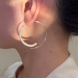 925 silver needle matte silver circle earrings women's  new popular trendy niche temperament simple and versatile earrings