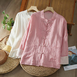 popular spring and summer new retro new Chinese style literary and artistic large size loose cotton and linen button cardigan jacket sunscreen clothing