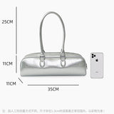 2025 Baguette bag popular new glossy versatile messenger bag simple fashion handbag large capacity casual shoulder bag