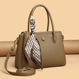 2025 Tote bag popular new silk scarf casual handbag fashionable versatile shoulder bag large capacity soft leather messenger bag