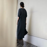 popular spring and summer new dress V-neck medium and long, blue loose silhouette dress B0103