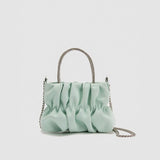 HULIANFU 2025 Rhinestone handbag women's, women's bag manufacturers wholesale celebrity temperament pleated bag chain shoulder strap crossbody cloud bag