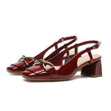 2025 5299-5  back empty bag head sandals women's new square head thick heel horse buckle high heels in summer 2025