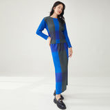 2025 2025 women's clothing spring suit temperament casual versatile plaid long-sleeved top split skirt  two-piece set