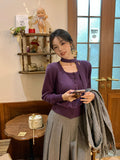2025 Thirteen Lines popular Winter New V-Neck Wool Elegant Neck Knitted Sweater Versatile Sweater Women 25203