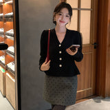 2025 popular autumn and winter new temperament versatile solid color sweater cardigan long sleeve knitted sweater women's top 25166