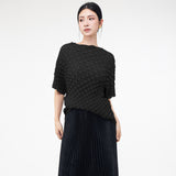 2025 Pleated clothes top women's summer new small high-end sense diamond-encrusted bat sleeve pullover short-sleeved T-shirt