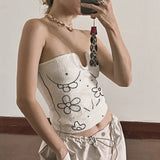 HULIANFU New summer  2025 new Spice Girls sexy knitted flower embroidered chest-wrapped short top vest outer wear women