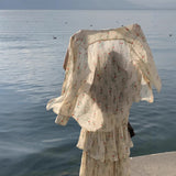 spring and summer thin sunscreen ramie floral shirt vest 0542 skirt 0543 sunscreen shirt 220541