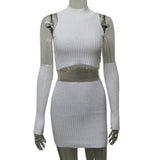 2025 HULIANFU  sexy fashion women's clothing  autumn new popular open button sleeveless vest knitted hip skirt set