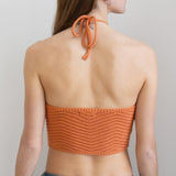 HULIANFU New  Spring and Summer New Neck Strap Knitted Vest Women's Solid Color Sleeveless Line Exposed Navel Backless Sweater Women