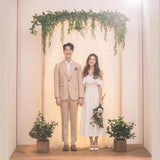 2025 New Korean two-wear simple medium and long dress, bride marriage registration certificate, daily wear satin small white dress