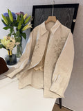 2025 early spring new  romantic embroidery old money wind linen loose shirt women
