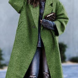 HULIANFU popular spring new 2025 New women's clothing  casual long solid color warm woolen coat coat