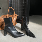 2025  Short boots women's 2025 thin boots pointed thick heel Internet celebrity side zipper popular autumn and winter new high heel elastic boots