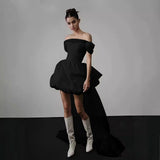 2025 Simple white dress skirt light wedding dress female bride travel photography go out yarn short  one-word shoulder light luxury niche