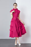 High-end dress dress sweet fungus edge slim long heavy industry pleated chiffon dress women  spring and summer