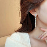 Light luxury high-end zircon winding long fringed earrings women's new trendy niche design temperament cold wind earrings