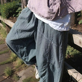 Shan Qian Nianyi, the texture of spring and autumn is quite wide, loose wide-leg pants, literary and retro washed cotton and linen old casual pants