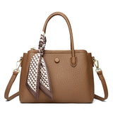 2025 Tote bag popular new silk scarf casual handbag fashionable versatile shoulder bag large capacity soft leather messenger bag