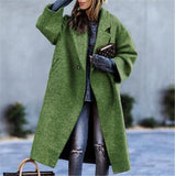 HULIANFU popular spring new 2025 New women's clothing  casual long solid color warm woolen coat coat