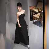 2025 satin light wedding dress bridal simple temperament tube top fishtail out yarn white bow dress small man