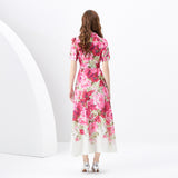 Flower series popular early spring new high-end suit collar breasted slim-fitting long temperament dress dress women