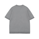 6450 n summer street tide old money style retro solid color design loose men's crew neck knitted sweater short sleeve T-shirt