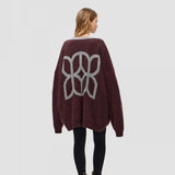 2025 Cross-border wholesale geometric shape contrasting color sweater cardigan autumn and winter popular new pocket loose women's sweater lazy