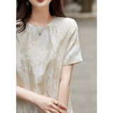 2025 Light luxury three-dimensional relief & gold thread jacquard, silk dress  summer new women's clothing mulberry silk skirt