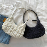 HULIANFU 2025 Cream Puff Bag Girl Cloud Bag New  Folds Niche Summer Premium Textured Underarm Bag Women