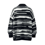 6011 n popular autumn and winter retro sweater men's camouflage striped men's and women's premium knitted sweater zipper jacket